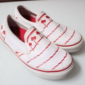In-N-Out Burger Slip-On Shoes Kids Size 6 White Red Palm Tree Canvas Sneakers